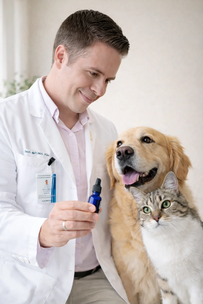 Doctor curando a perro y gato
